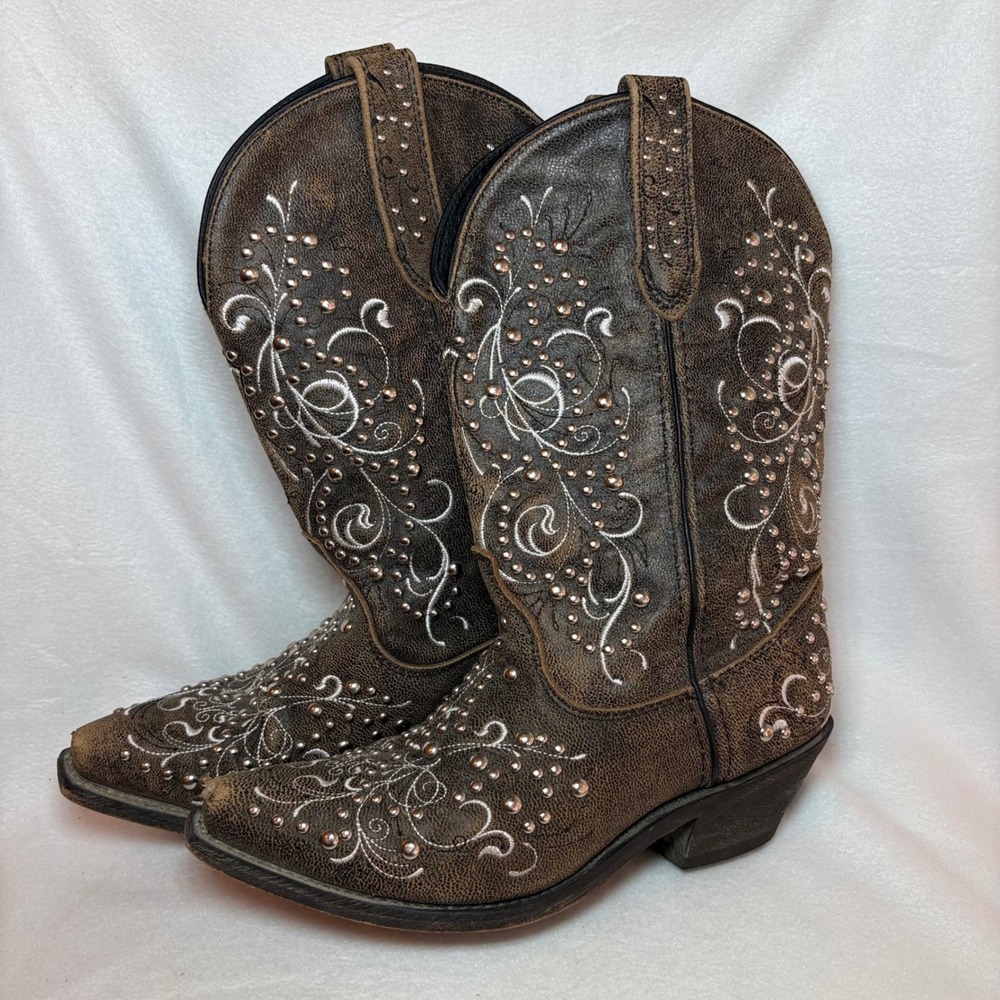 Rockin Country Womens Brown Leather Western Cowboy Boots